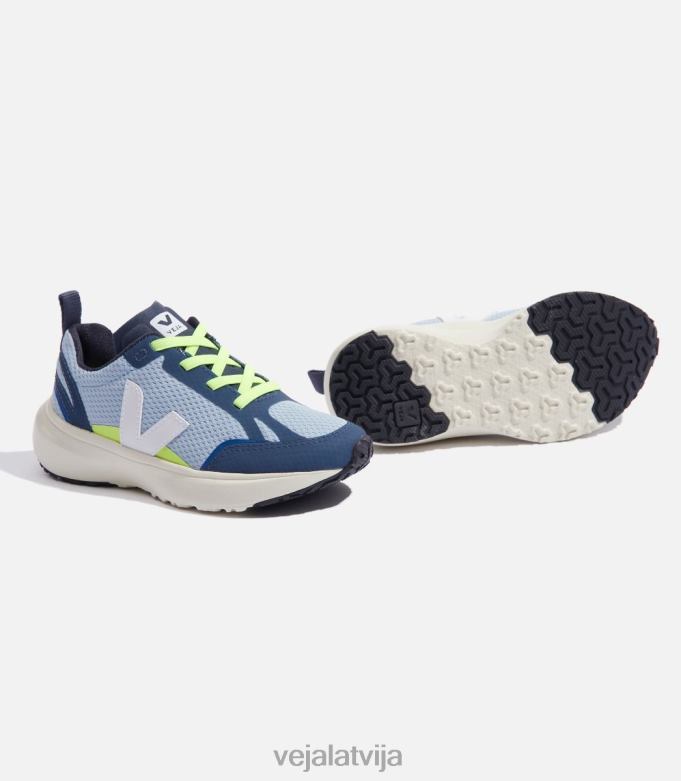 Veja bērni Kanāriju elastīgās mežģīnes alveomesh tērauds balts 4846D383 kurpes