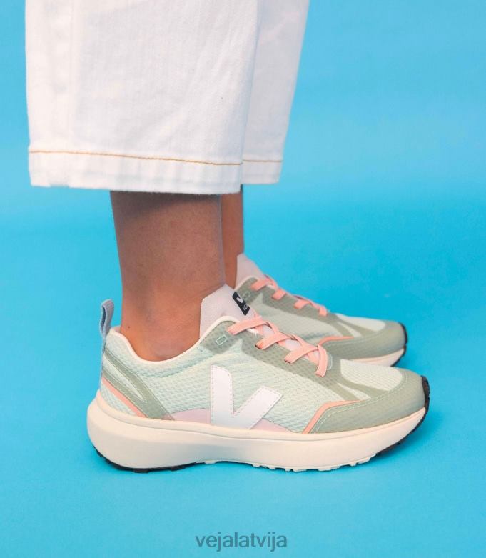Veja bērni kanārijas elastīgās mežģīnes alveomesh matcha balta 4846D390 kurpes