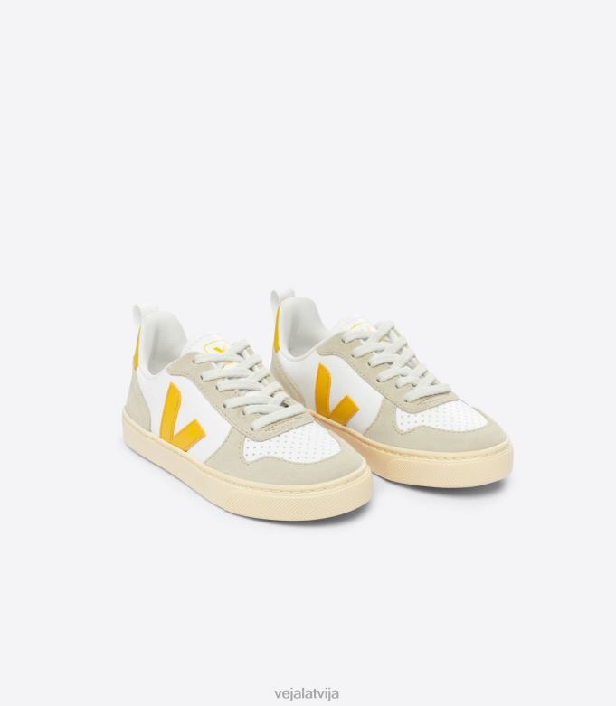 Veja bērni v-10 bezhroma āda balta Ouro mandele 4846D358 kurpes