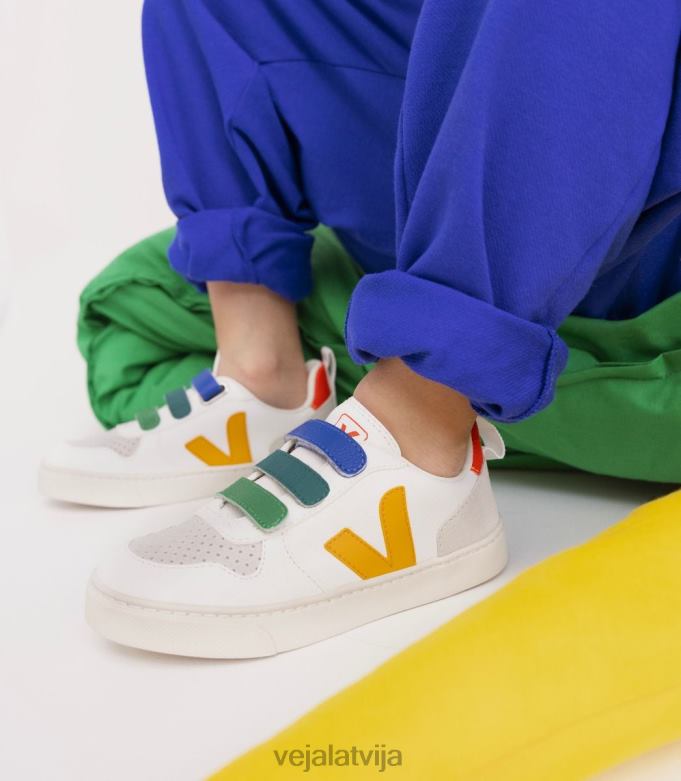 Veja bērni v-10 bezhroma ādas multico white ouro 4846D354 kurpes