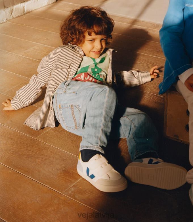 Veja bērni v-12 bezhroma ādas balts multico 4846D309 kurpes