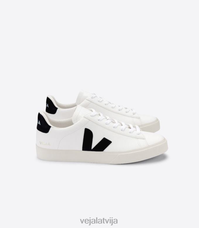 Veja vīriešiem campo bezhroma āda balta melna 4846D6 kurpes
