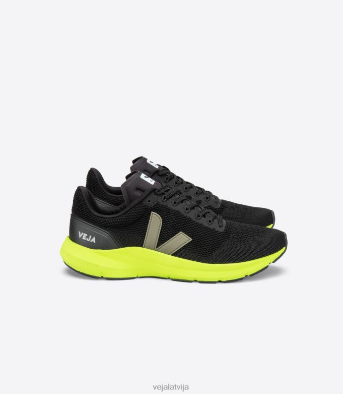 Veja vīriešiem marlin lt v-knit black kaki jaune fluo 4846D205 kurpes